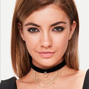 Missguided Black Velvet Draped Chain Choker